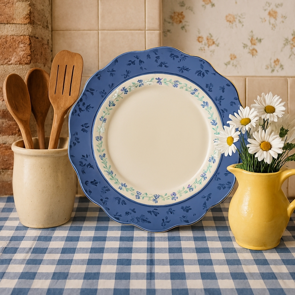 🌼 Pfaltzgraff Summer Breeze 14" Scalloped Platter – Cottagecore Serving Charm